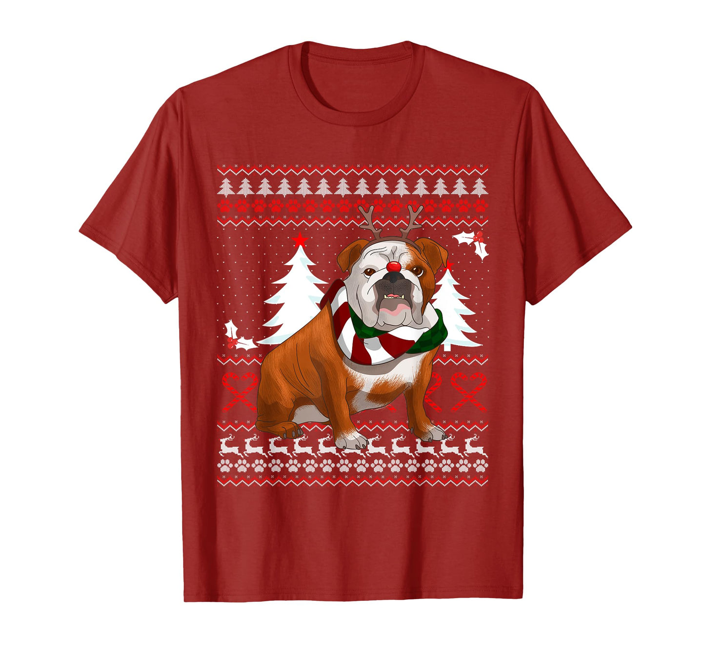 Cute English Bulldog Christmas Shirt Funny Xmas Gift Men Women T-Shirt