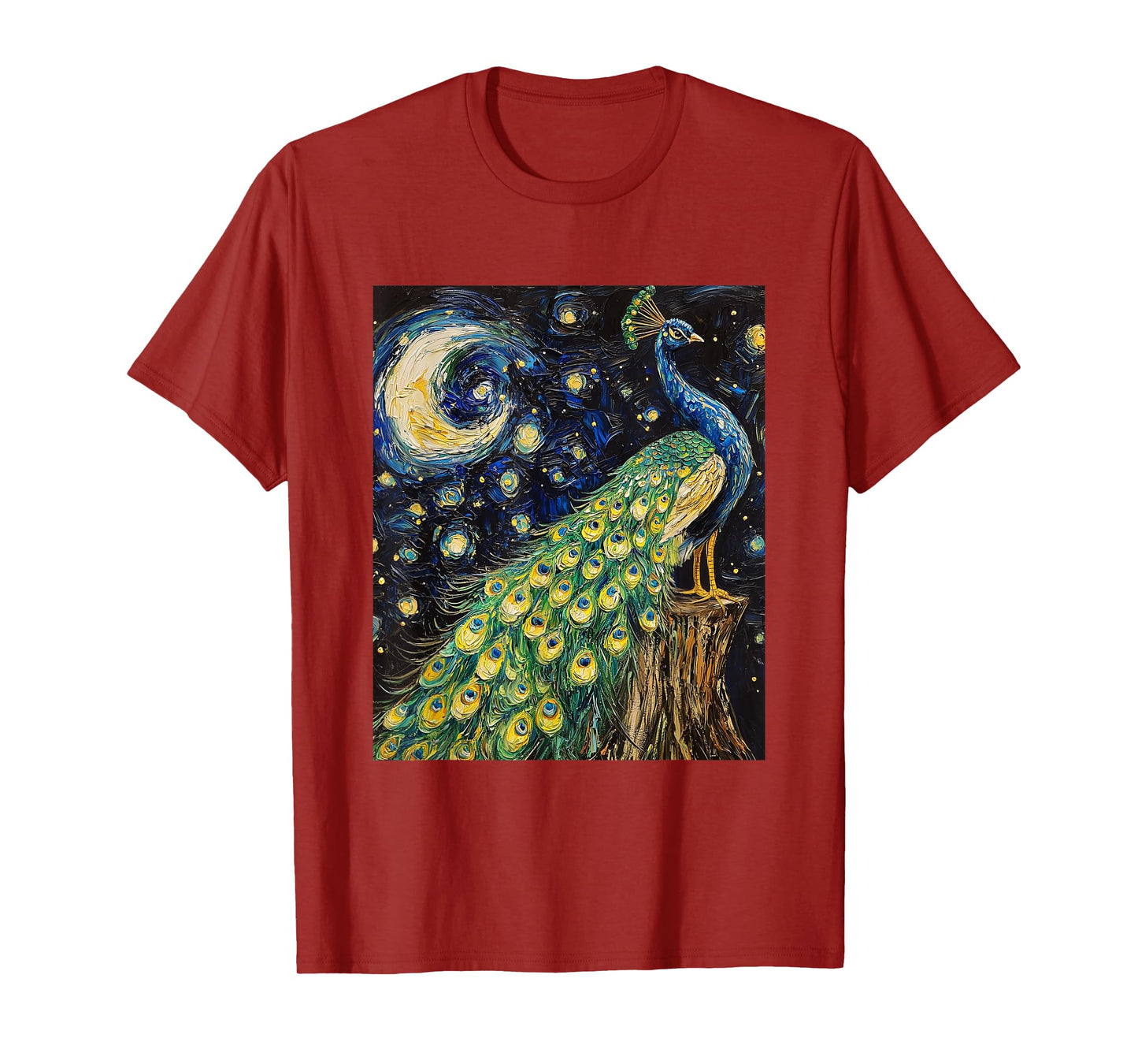 Peacock Bird - Van Gogh Style - Starry Night T-Shirt