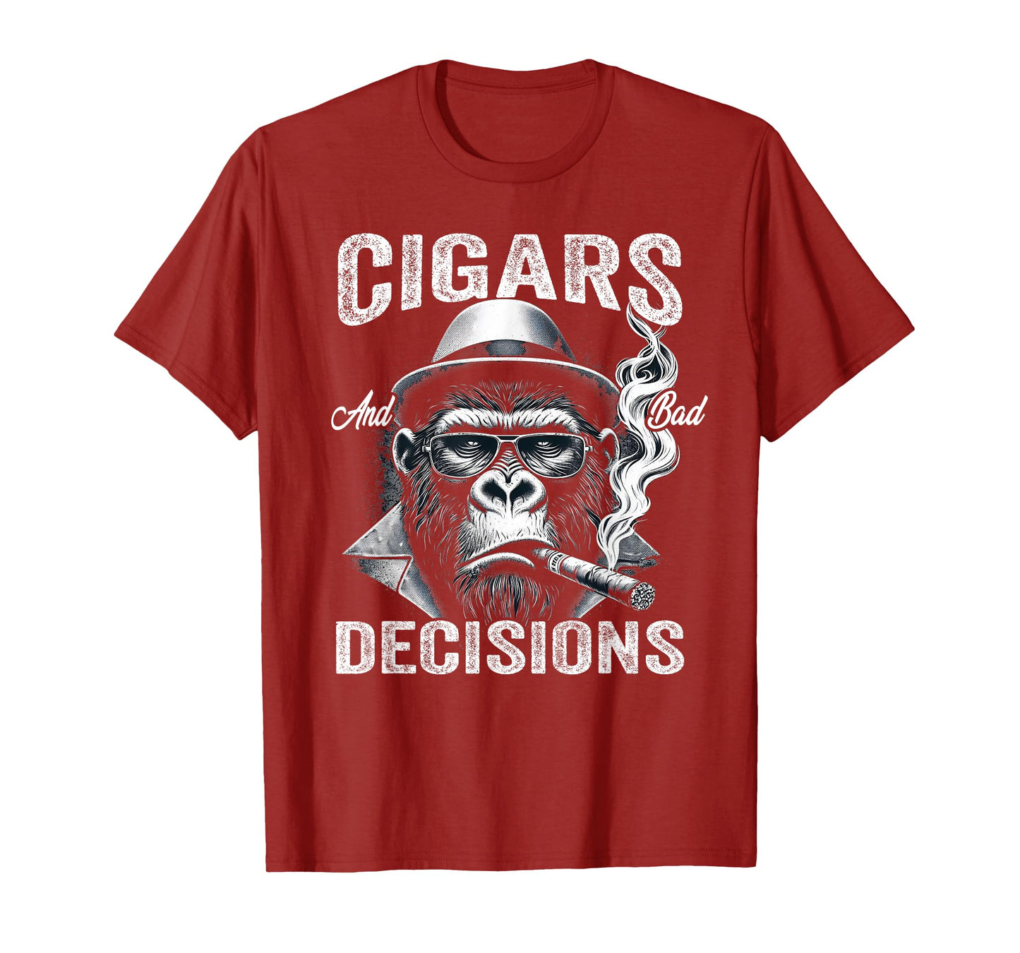 Funny Monkey Cigars And Bad Decisions Mens Women T-Shirt