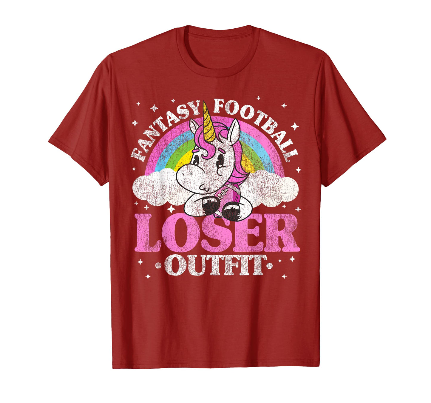 Fantasy Football Loser Outfit Retro Funny Unicorn Loser Gift T-Shirt