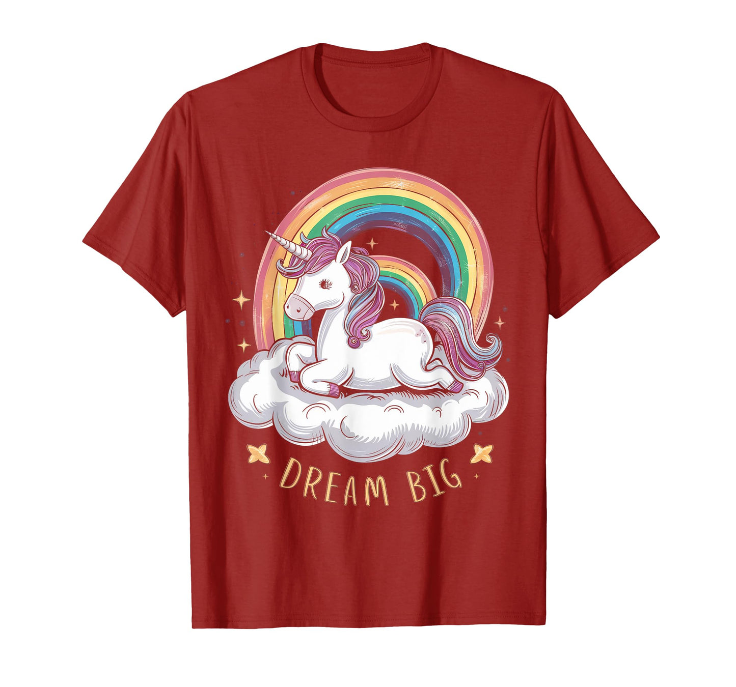 Cute Unicorn on Cloud Rainbow Dream Big for Unicorn Lovers T-Shirt