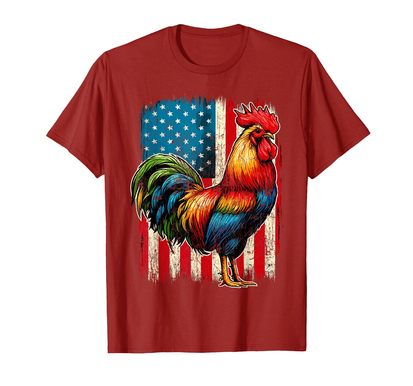 Patriotic Rooster USA Flag Chicken Farmer T-Shirt