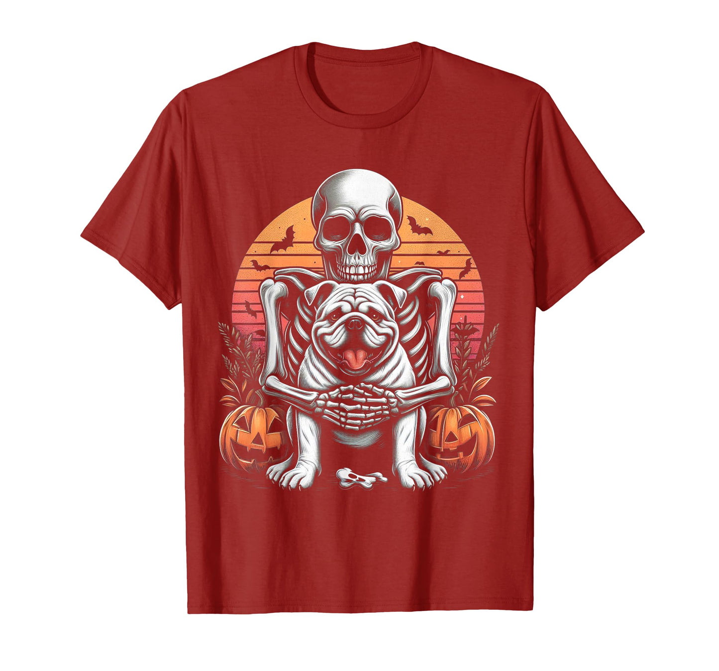 Halloween Dog English Bulldog Skeleton Spooky Costume T-Shirt