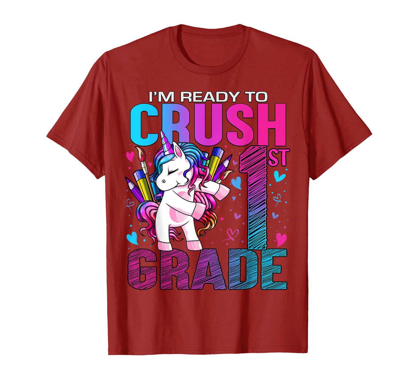 Ready to Crush First 1st Grade Back To School Unicorn Kids T-Shirt