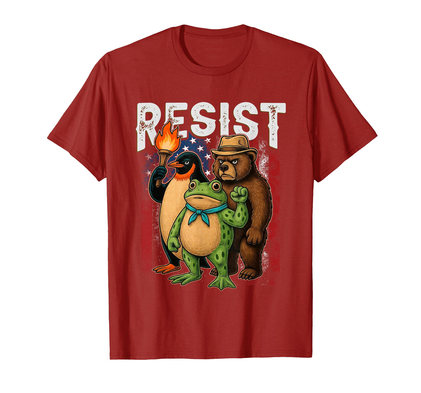 Penguin Frog Bear Resist Protest Against Tariffs T-Shirt