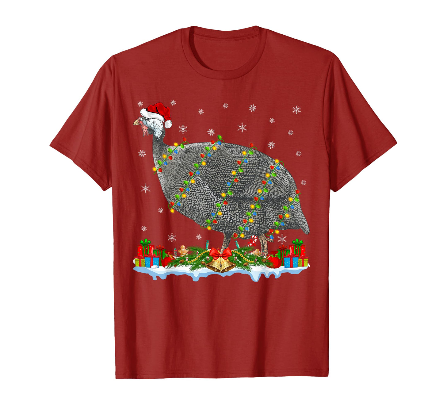 Guinea Fowl Lover Matching Santa Hat Guinea Fowl Christmas T-Shirt