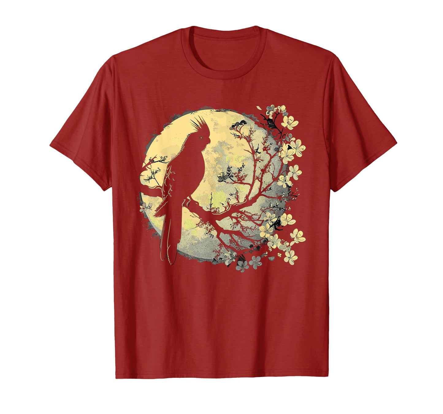 Cockatiel Parrot Lover Bird Moon and Flower T-Shirt