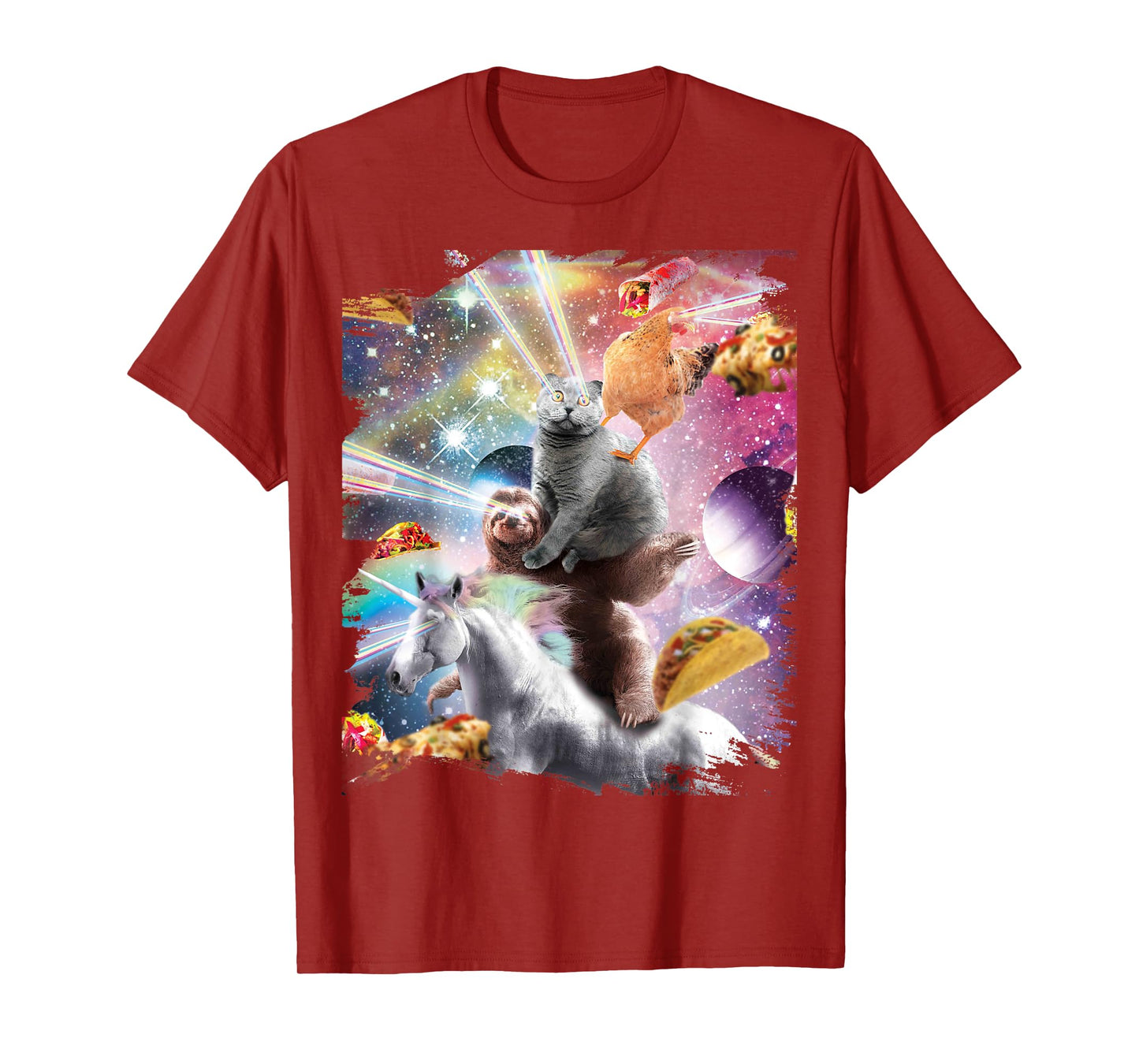 Laser Eyes Space Chicken Cat Sloth Unicorn T-Shirt