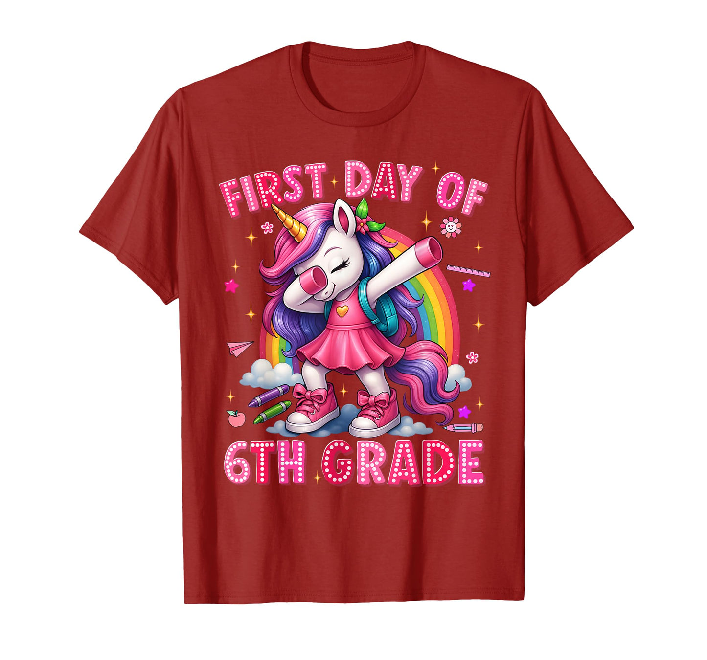 First Day Of 6th Grade Unicorn Back To School Girls Outfits T-Shirt
