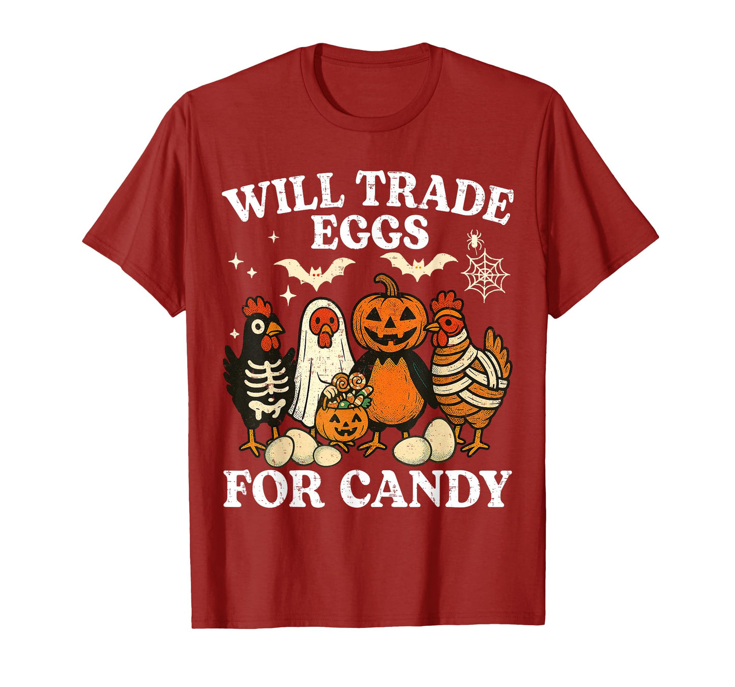 Funny Halloween Chicken Trade Eggs for Candy Trick or Treat T-Shirt