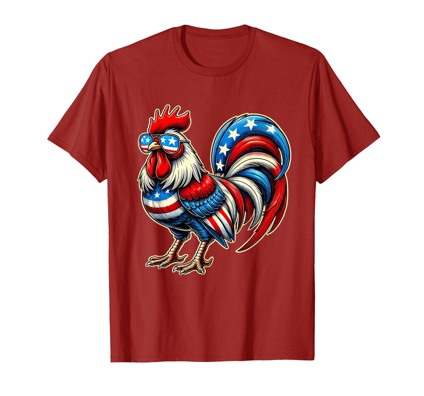 Chicken American Flag USA Farmer Funny 4th Of July Fourth T-Shirt