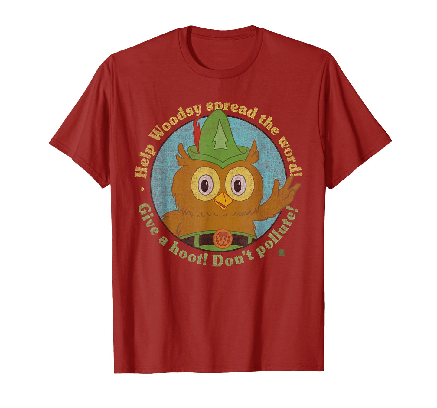 Woodsy Owl Give a Hoot Distressed and Faded T-Shirt