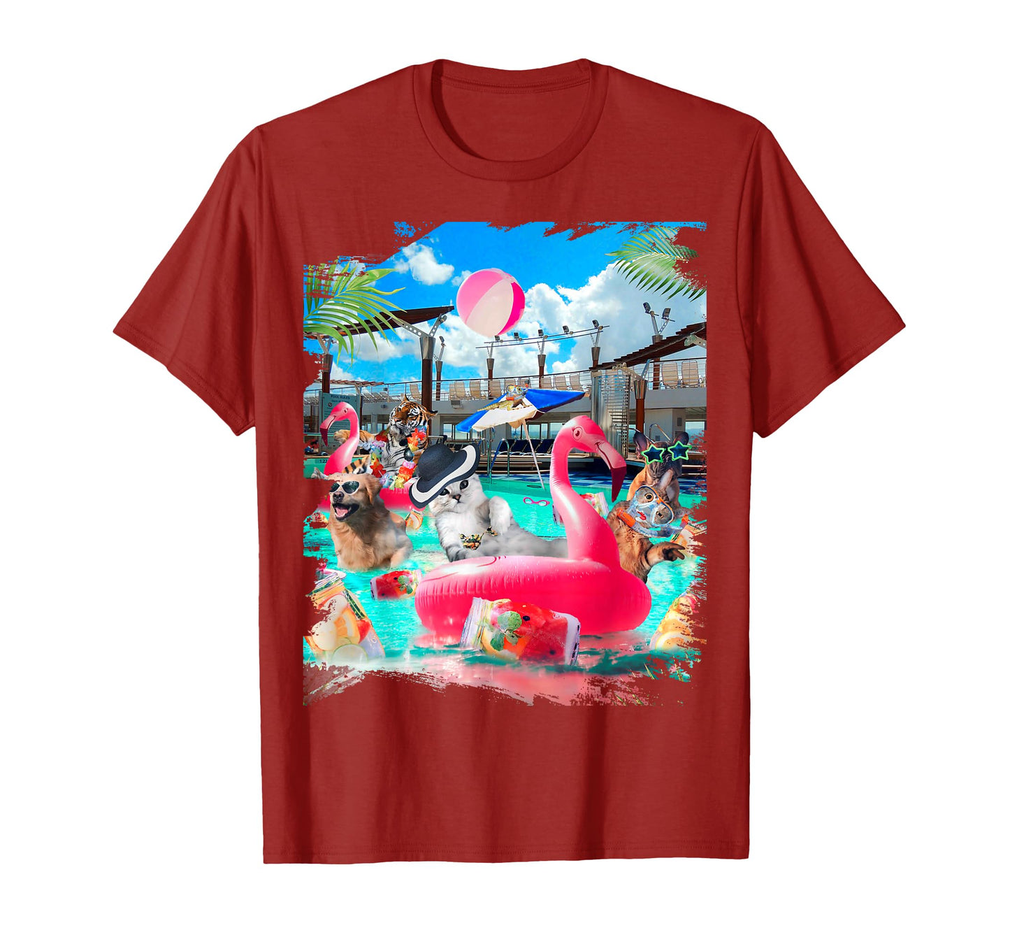 Cat Cats Tiger Dog Dogs Cruise Ship, Funny Cute Men Women Girls Kids T-Shirt