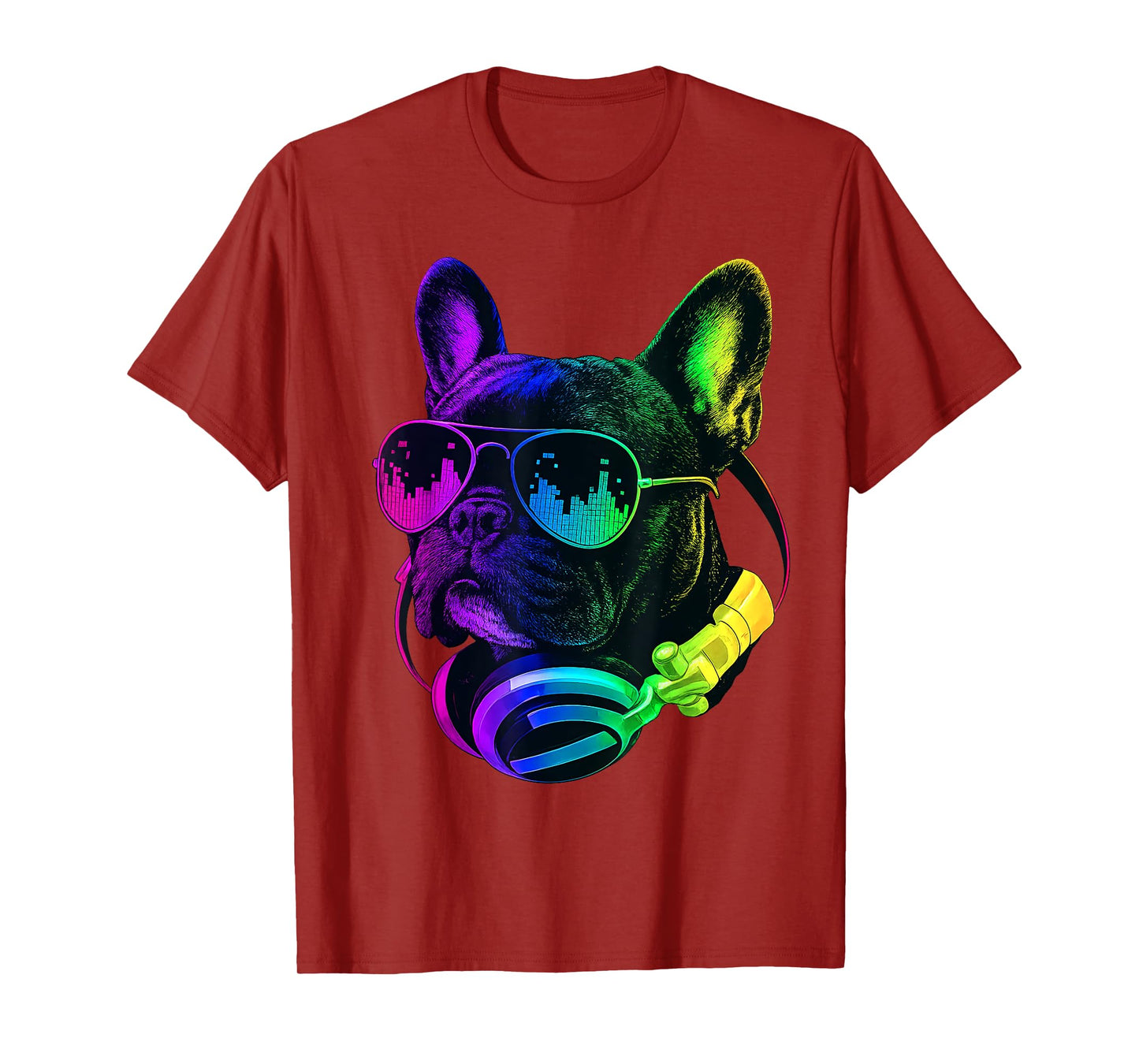 French Bulldog DJ Headphones Retro Music Dog Lover T-Shirt