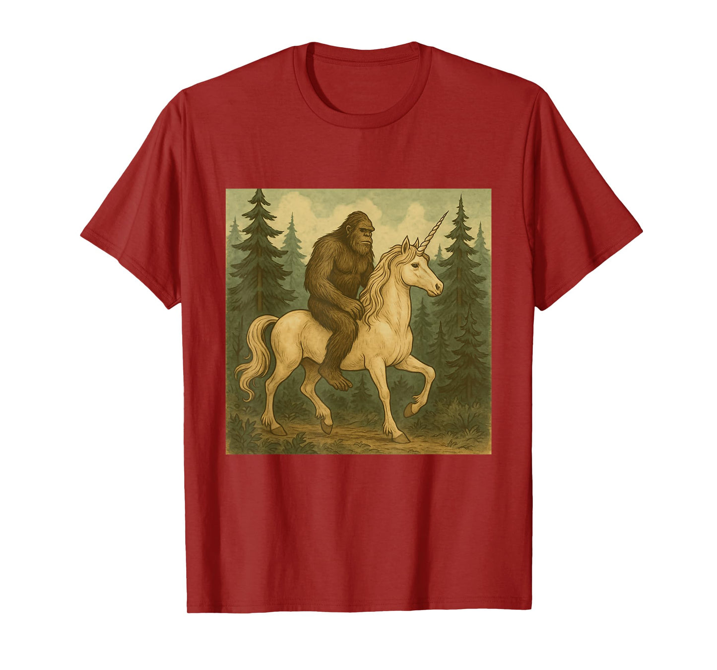 Bigfoot Riding Unicorn Men Women Kids Fun T-Shirt