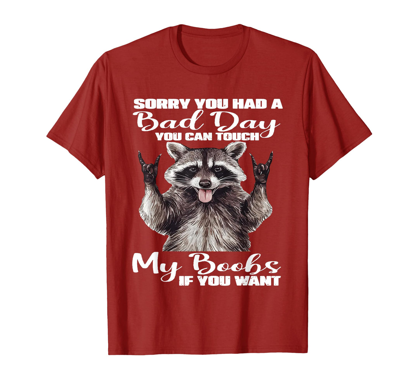 Raccoon Sorry You Had A Bad Day You Can Touch My Boobs Funny T-Shirt
