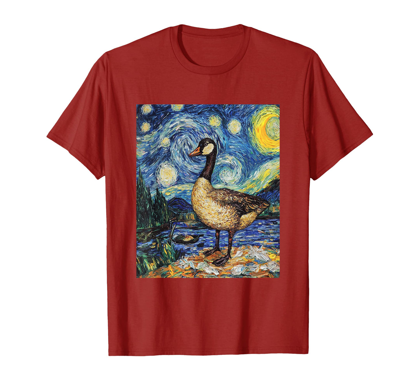 Funny Goose Duck - Van Gogh Style - Starry Night T-Shirt