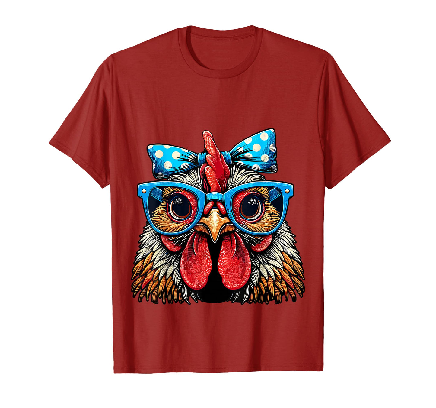 Chicken with Glasses and Bow Farm Girl T-Shirt