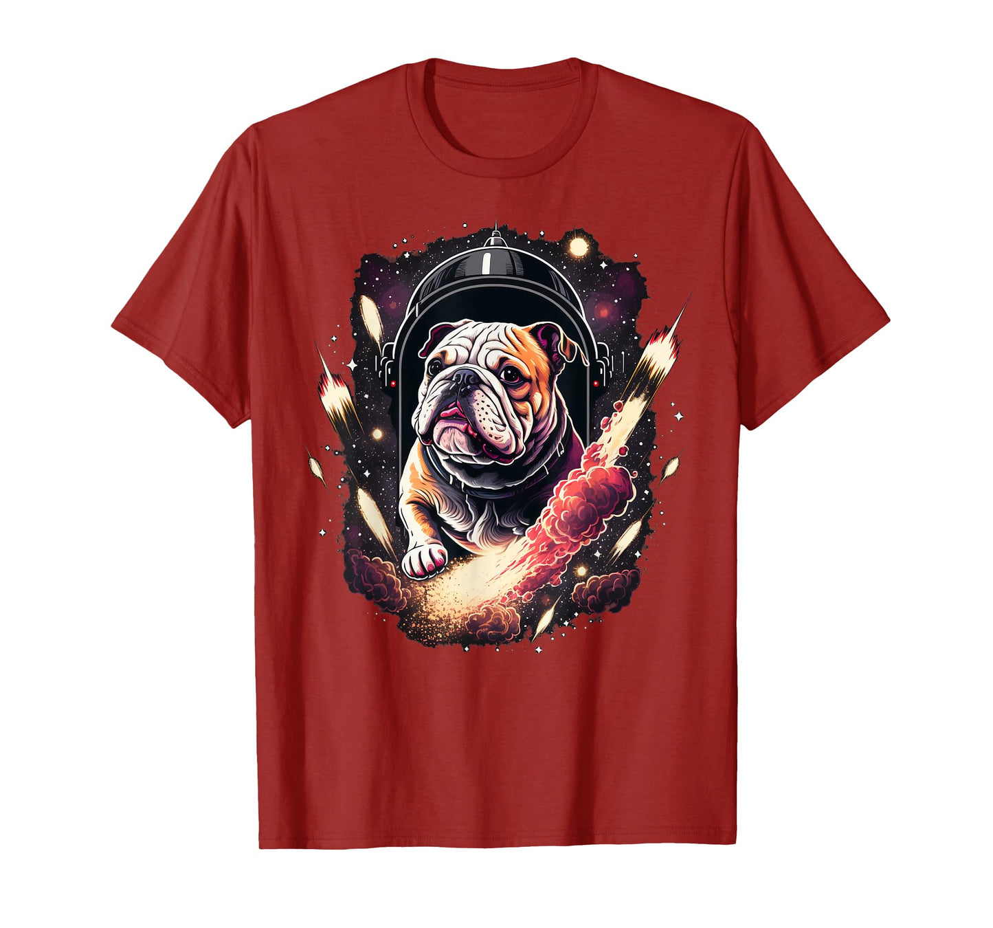 Outer Space Bulldog on Galaxy Astronaut Bulldog T-Shirt