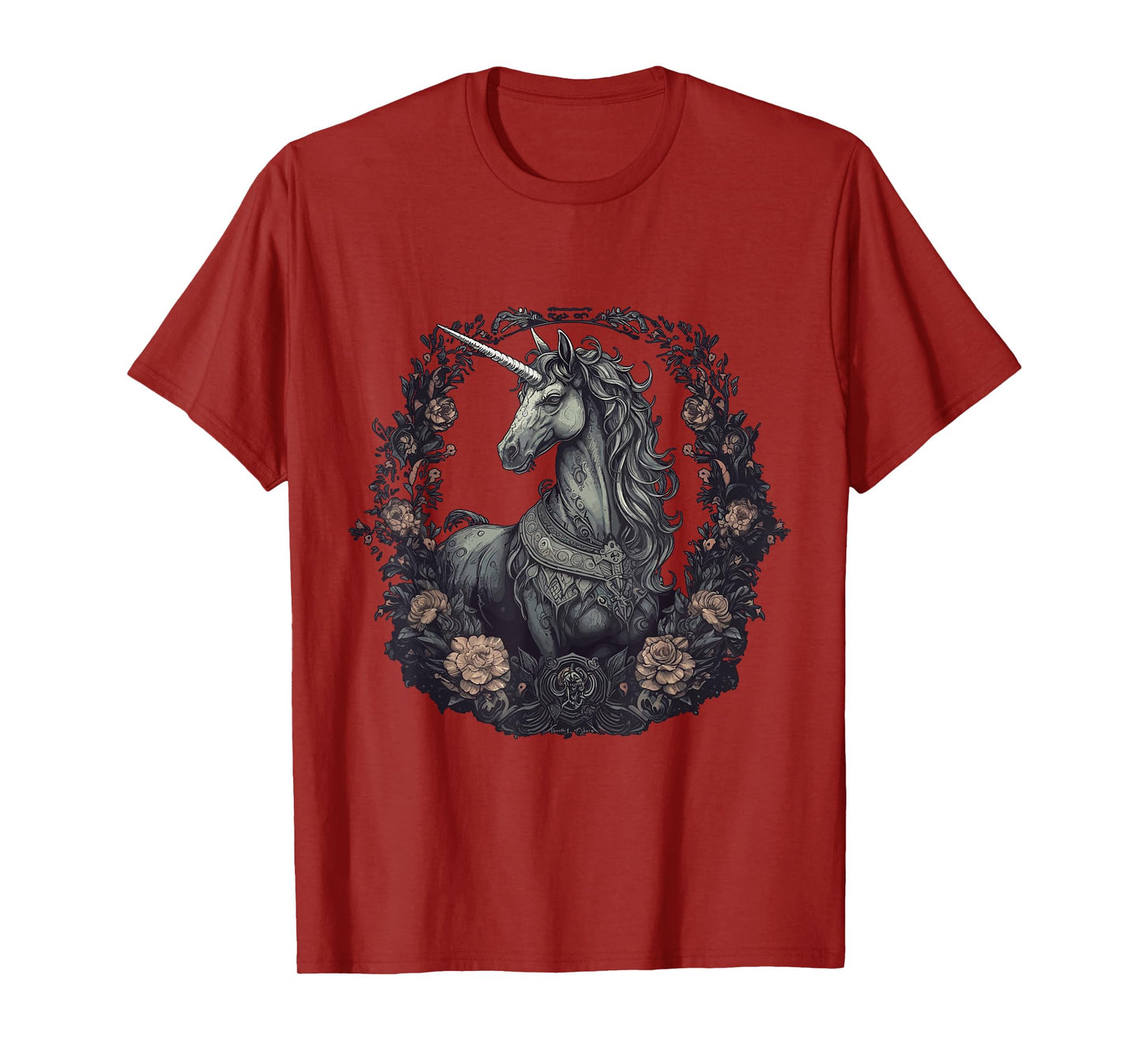 Unicorn Goth Unicorn Gothic Dark Flowers T-Shirt