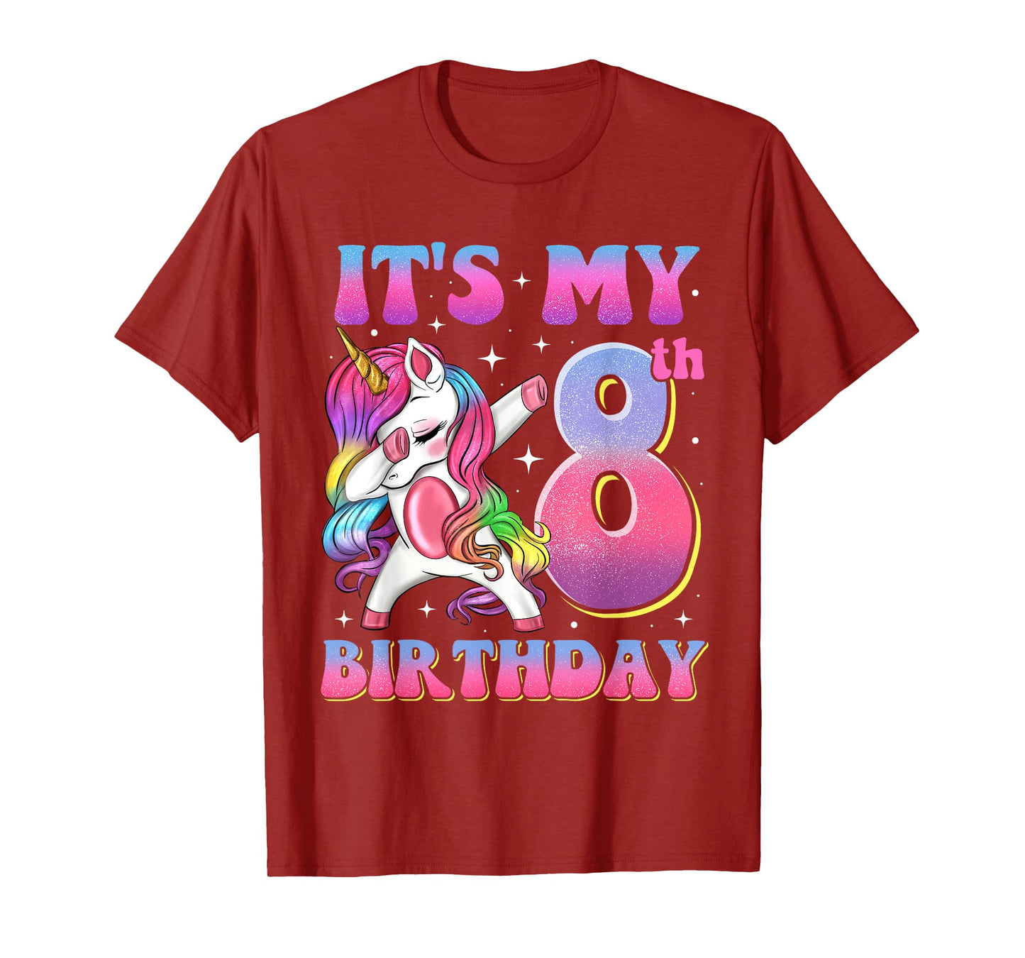 It's My 8th Birthday Dabbing Unicorn 8 Year Old Girls Kids T-Shirt