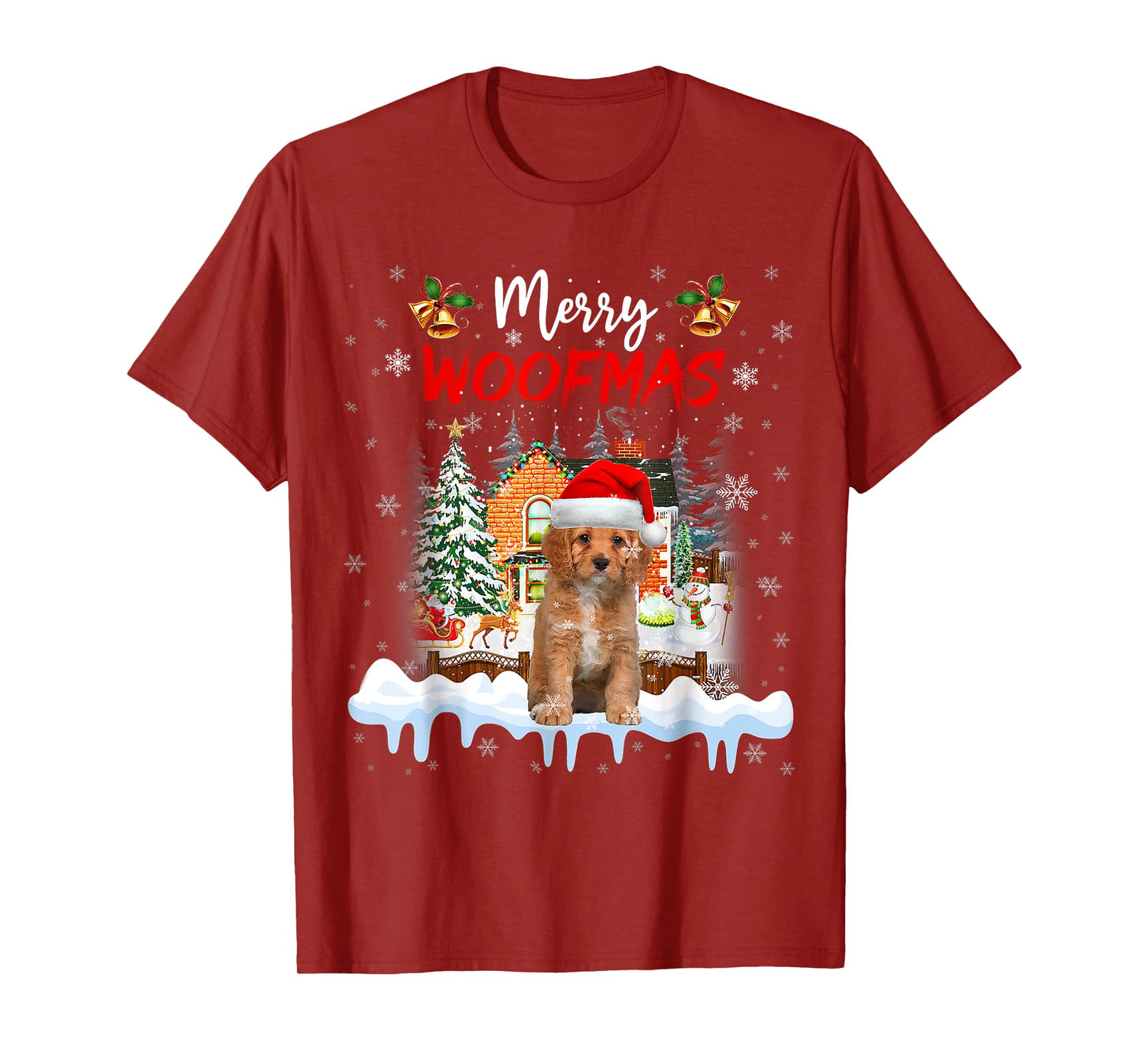 Merry Woofmas Cavapoo Christmas Tree Dog Lover Xmas T-Shirt