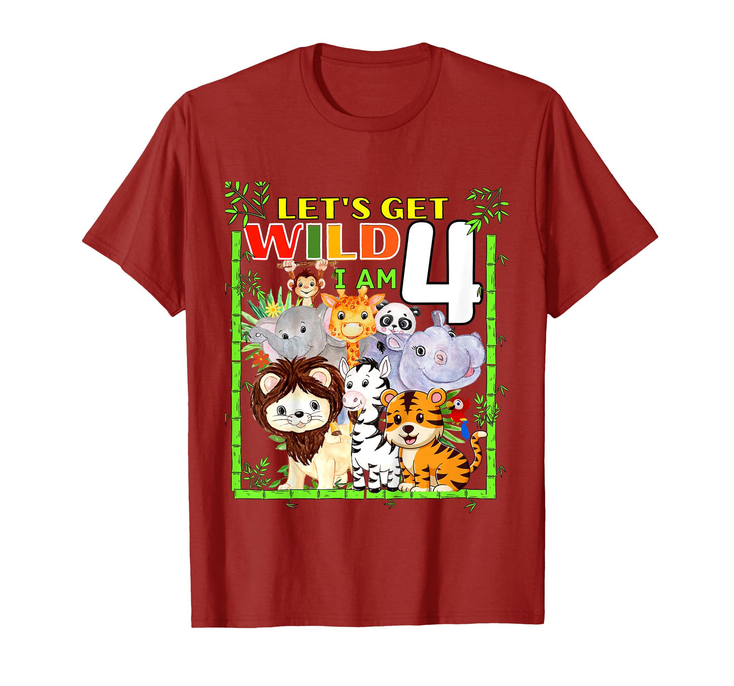 Kids 4 Year Old Zoo Birthday Safari Jungle Animals 4th Birthday T-Shirt