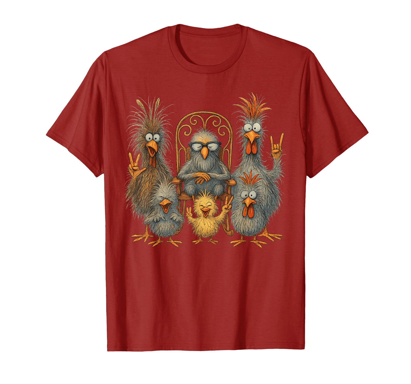 Funny Chicken Art Colorful Eagerlys Crazy Chicken Family T-Shirt