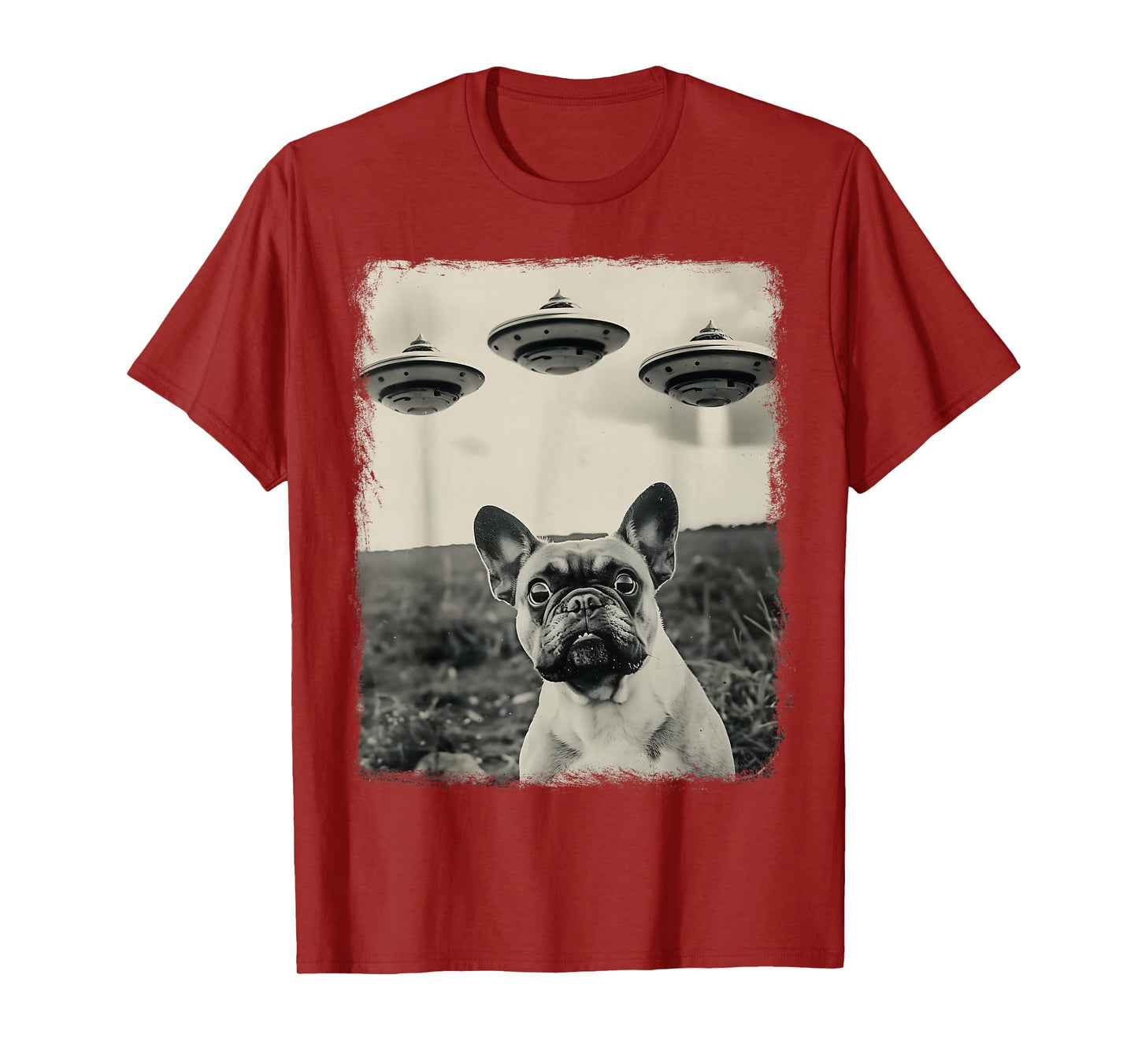 French Bulldog Dog UFO Alien Extraterrestrial Selfie T-Shirt