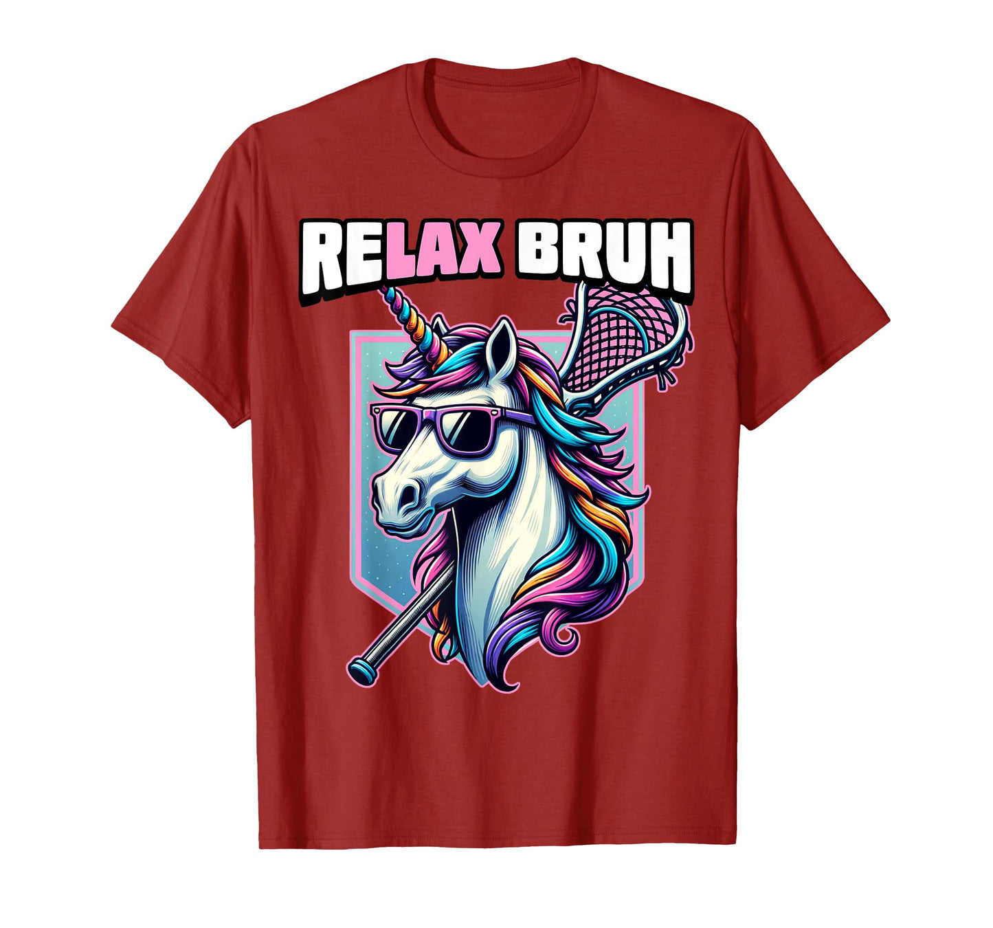 Relax Bro Bruh Funny Unicorn Lax Lacrosse Men Boys Girls T-Shirt