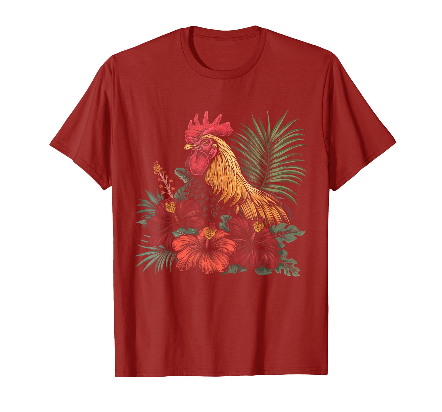 Chicken Hawaiian Flowers Rooster Kauai Hawaii Vintage T-Shirt