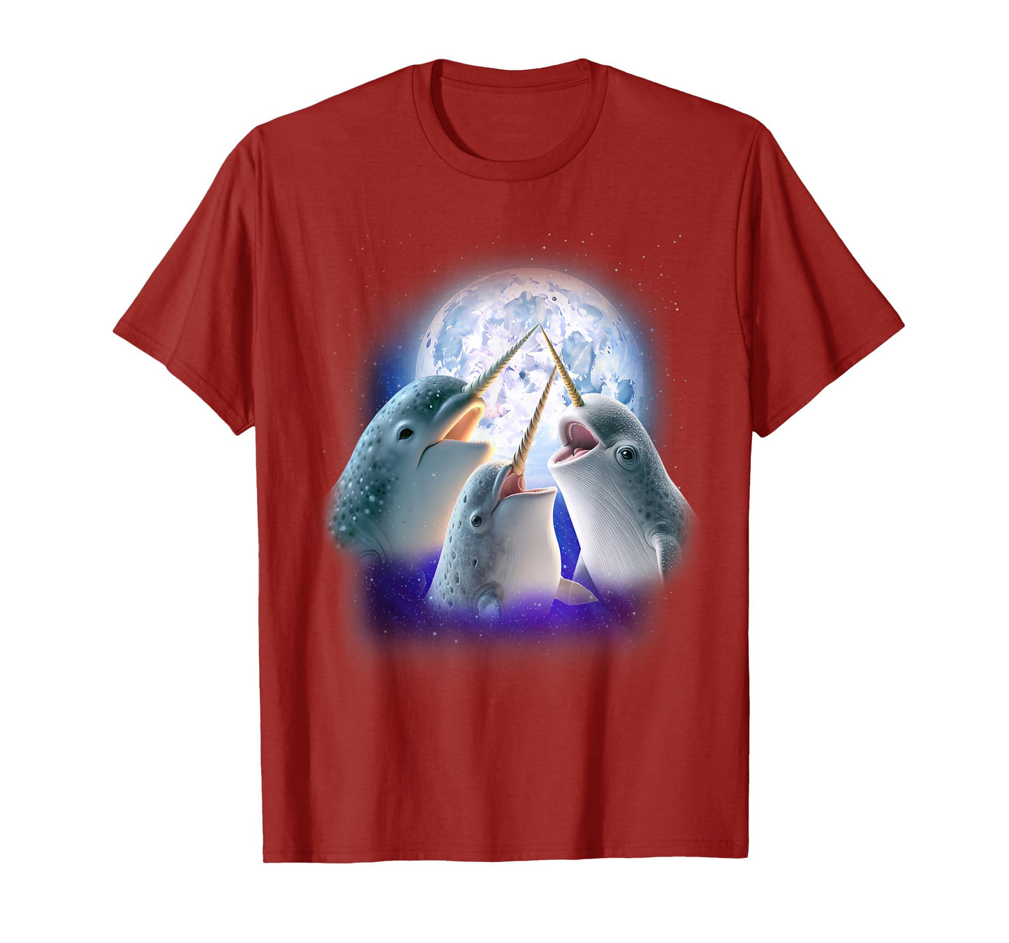 3 Narwhal Howling At The Moon Fun Narwhal Unicorn of the Sea T-Shirt