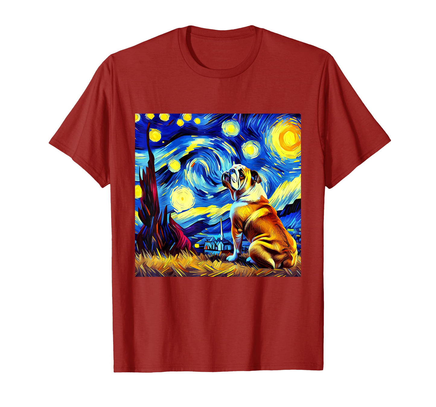 French Bulldog Van Gogh Starry Night Animal Frenchie Dog T-Shirt