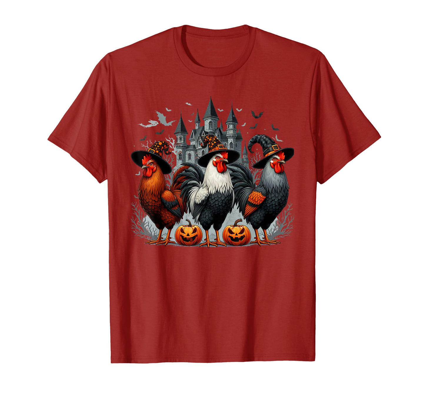 Retro House Chicken Witch Halloween Spooky Autumn Fall T-Shirt