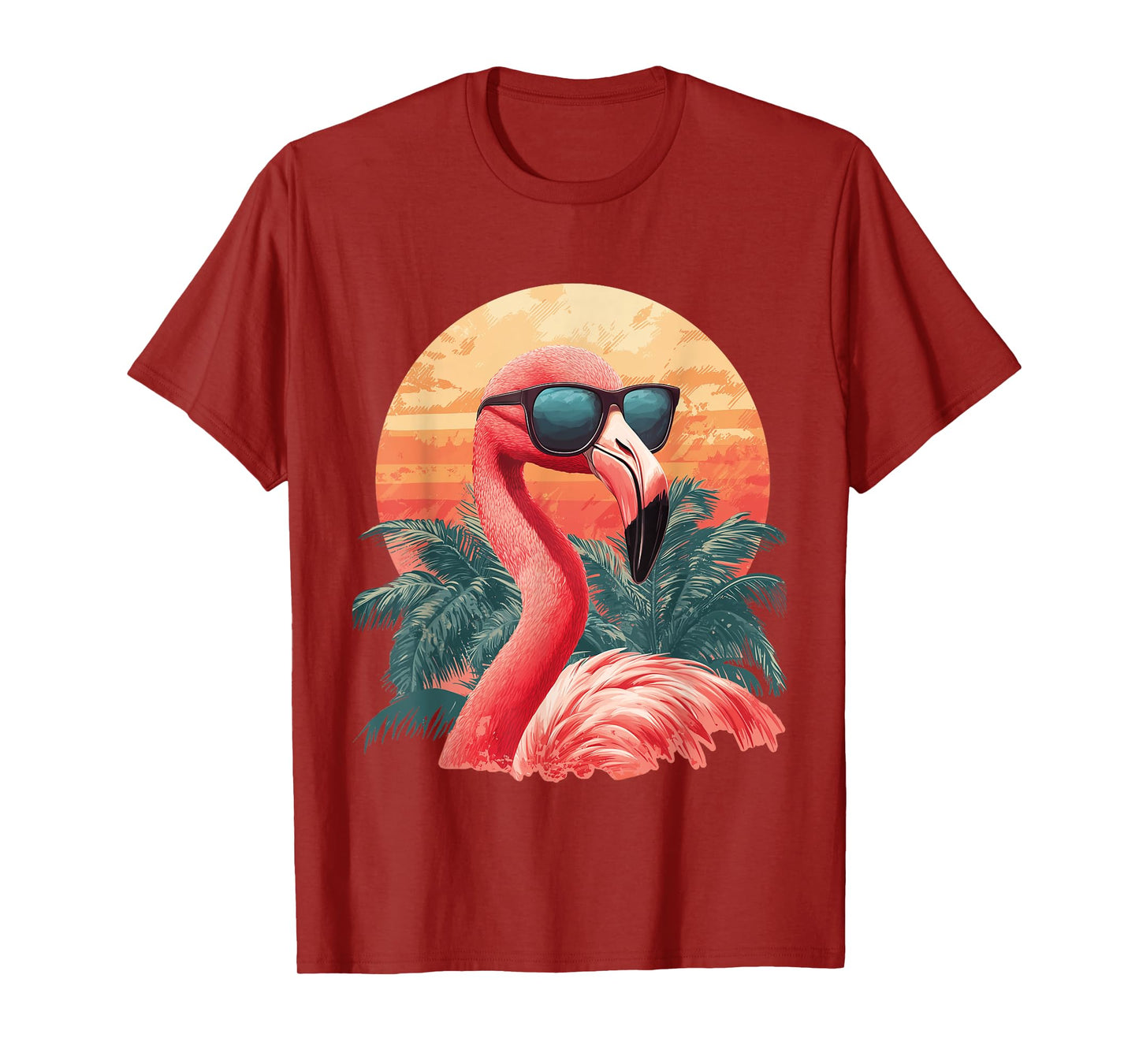 Flamingo Sunglasses Sun Palm Tree Beach Summer Graphic T-Shirt