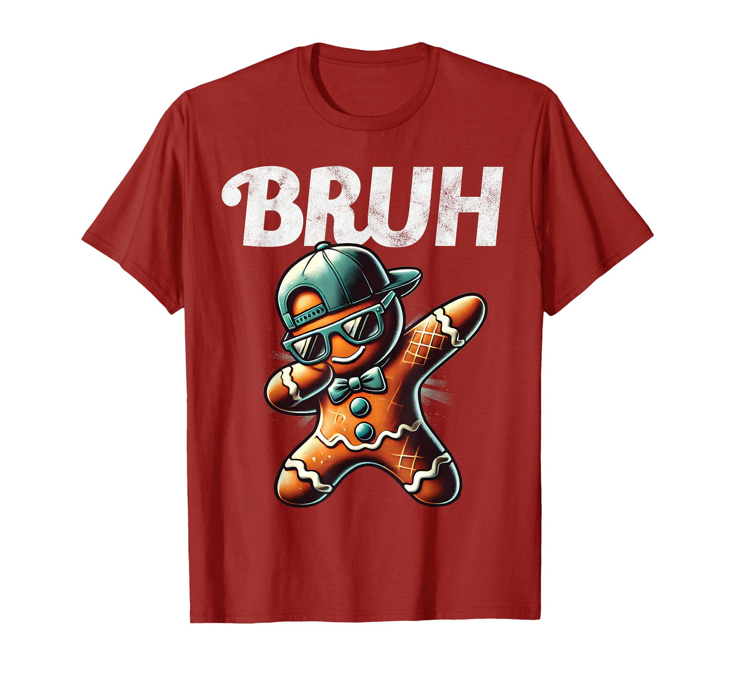 Bruh Meme Cool Gingerbread Dabbing Funny Christmas Boys Kids T-Shirt