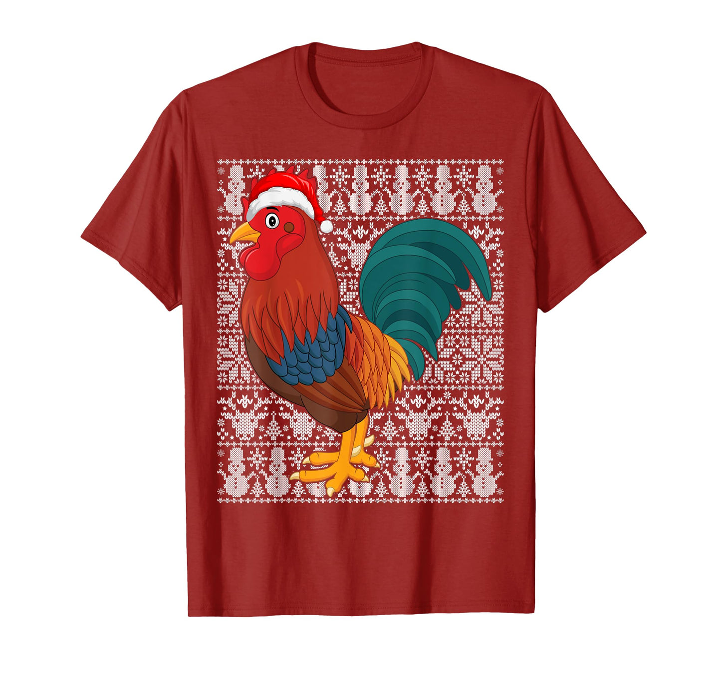 Rooster Bird Wearing Santa Hat Men Women Kids Ugly Christmas T-Shirt