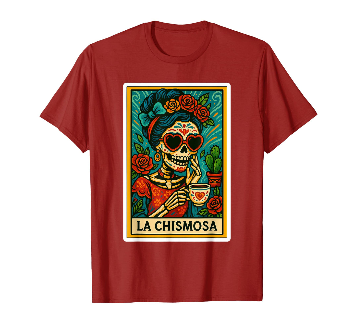 La Chismosa Spanish-Mexican Bingo Card Latinos Skeleton T-Shirt