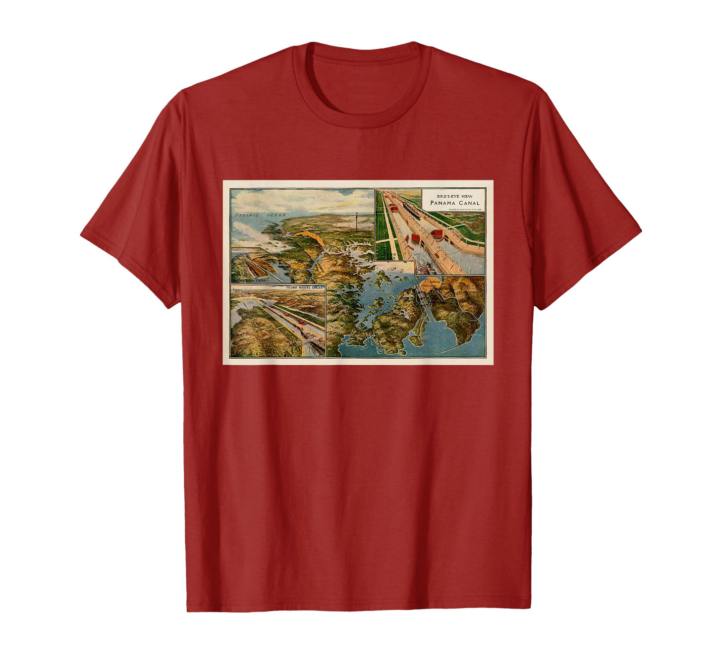 Panama Canal Birds Eye Map (1914) T-Shirt