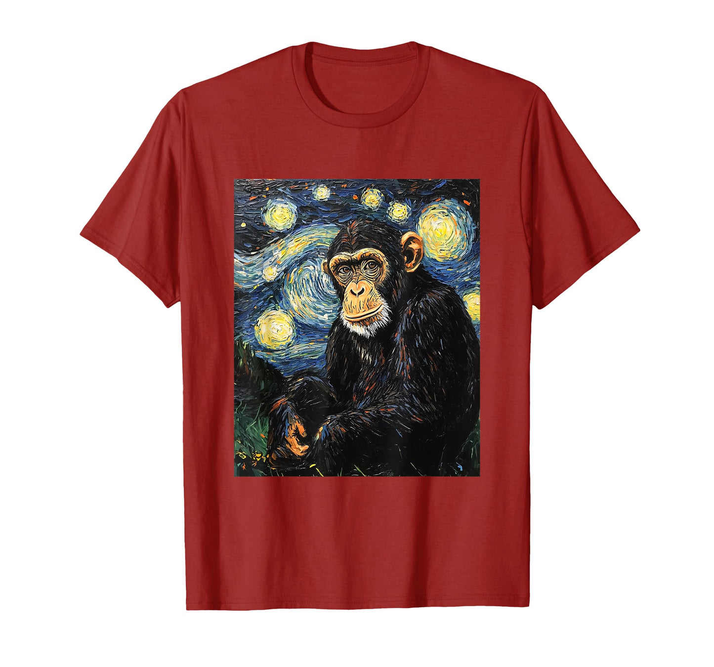 Chimpanzee Monkey - Van Gogh Style - Starry Night T-Shirt