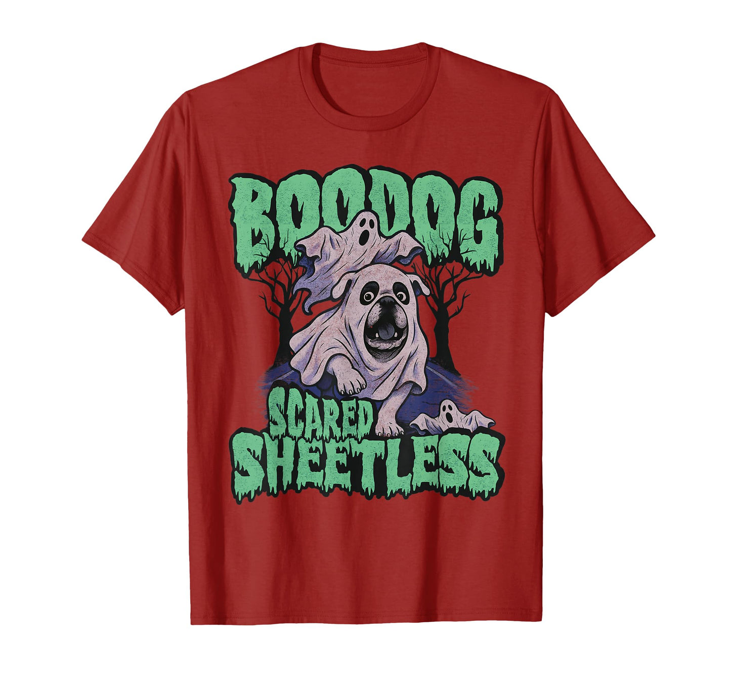 Funny Scared English Bulldog Halloween, Boodog Ghost Dog Mom T-Shirt