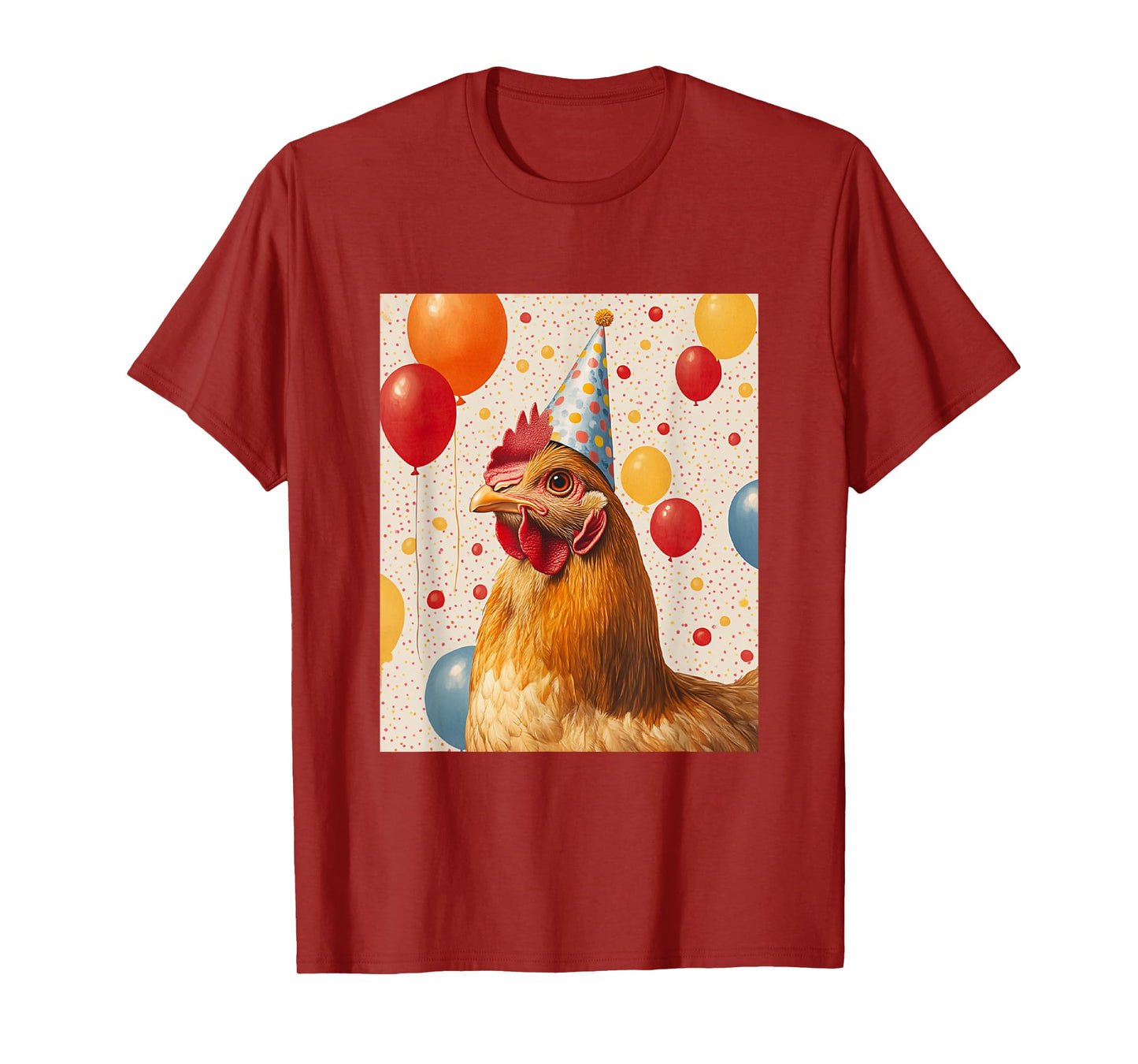 Chicken Retro Art Print Birthday Party Balloons & Party Hat T-Shirt