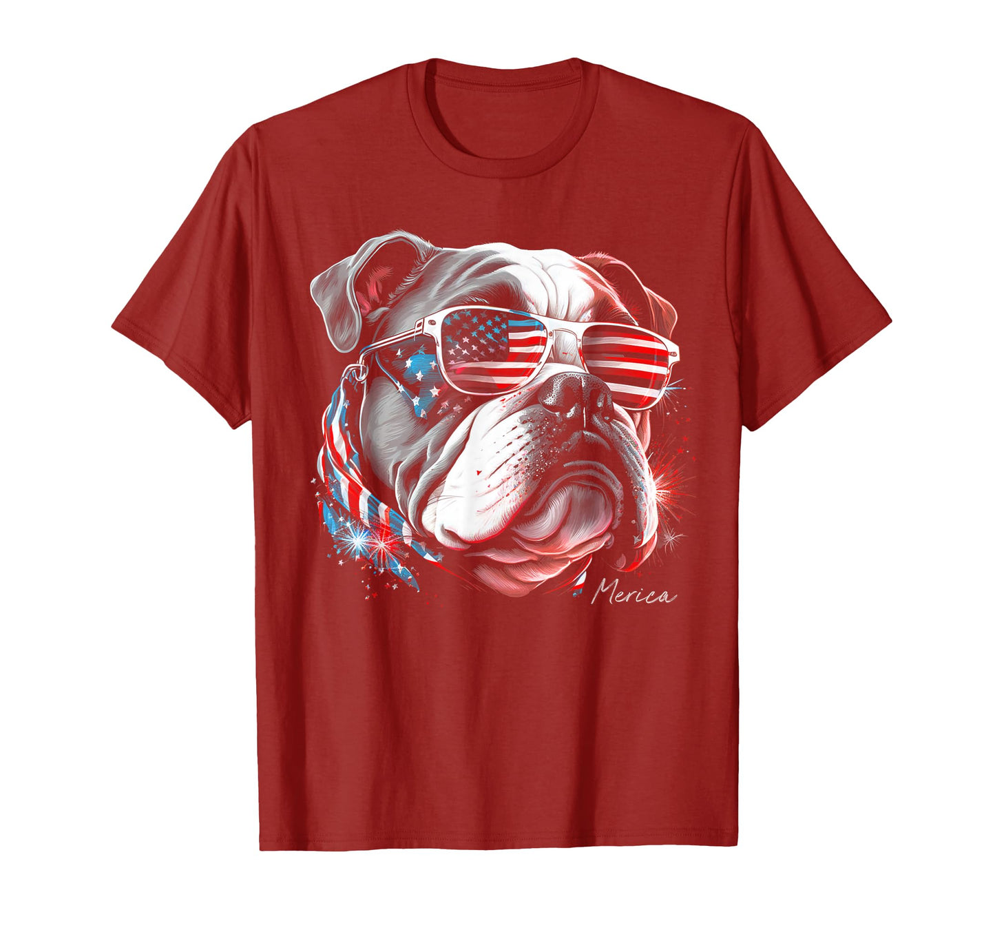 English Bulldog Dog 4th of July American Flag USA Funny T-Shirt