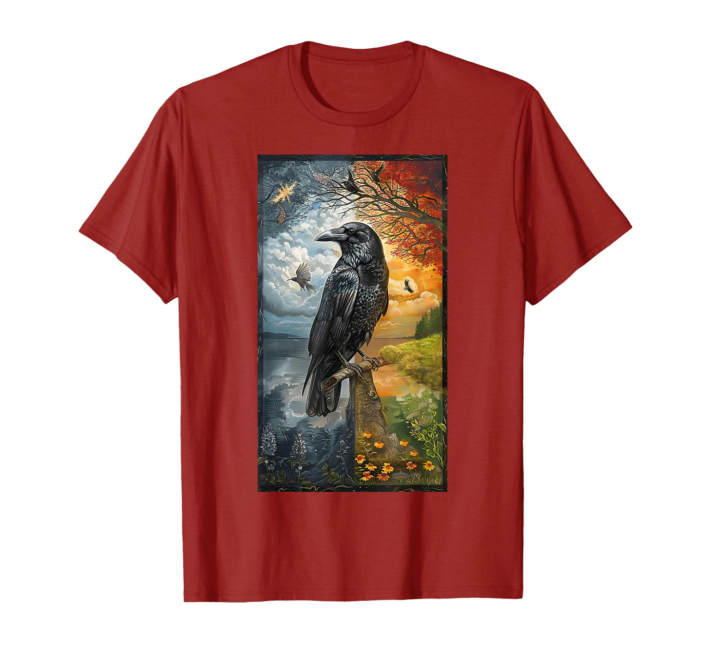 Ravens Journey Raven Moon Floral Nature Birds T-Shirt