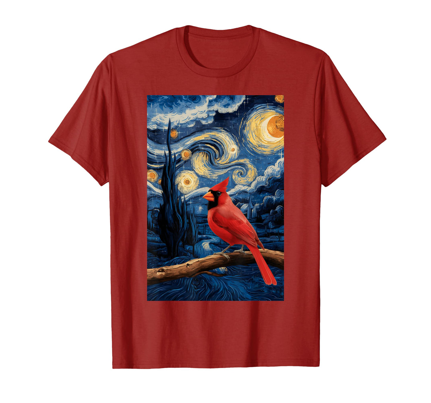 Cute Starry Red Cardinal Night For Bird Lovers T-Shirt
