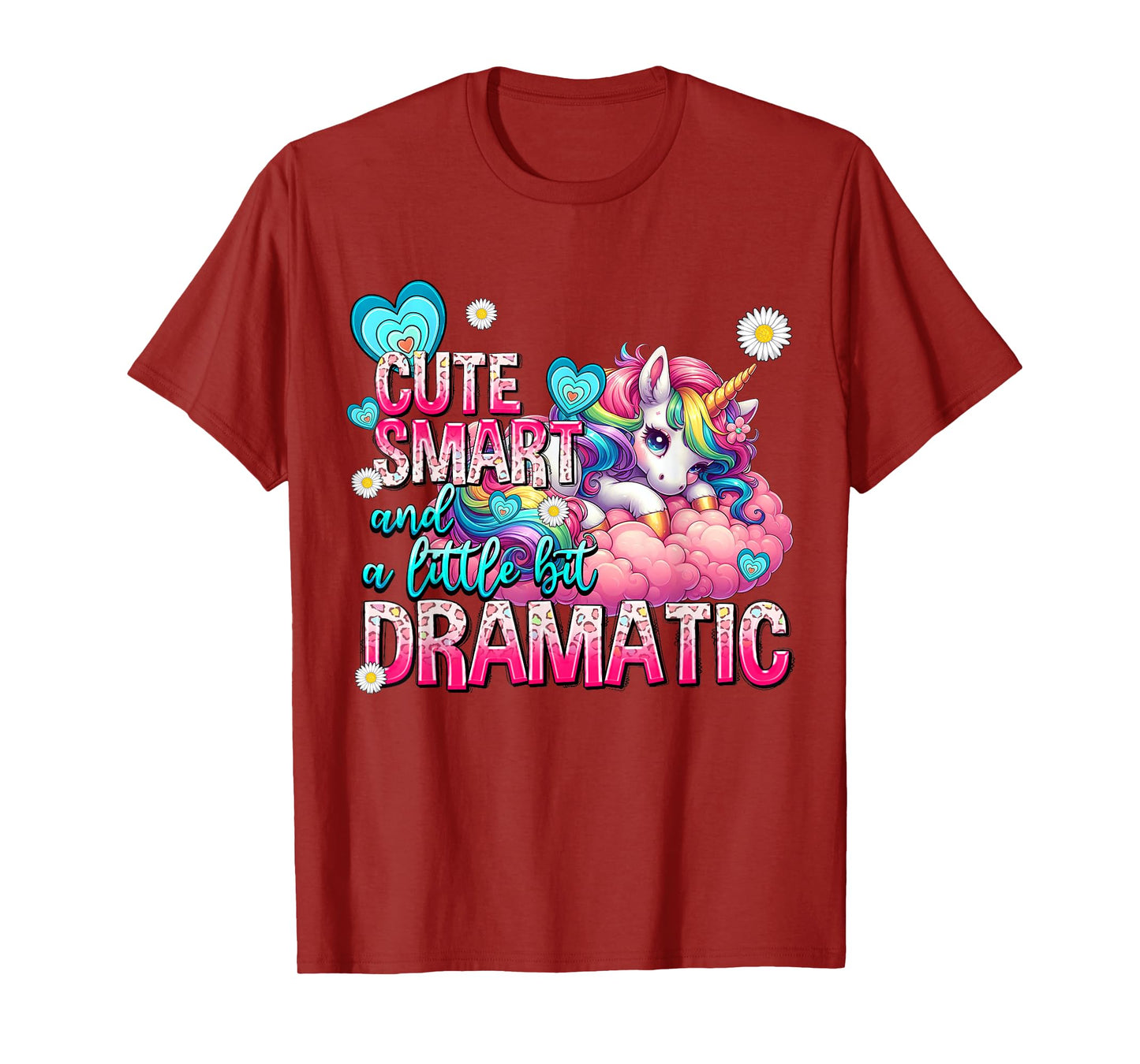 Cute Smart And A Little Bit Dramatic Funny Unicorn Kid Girls T-Shirt