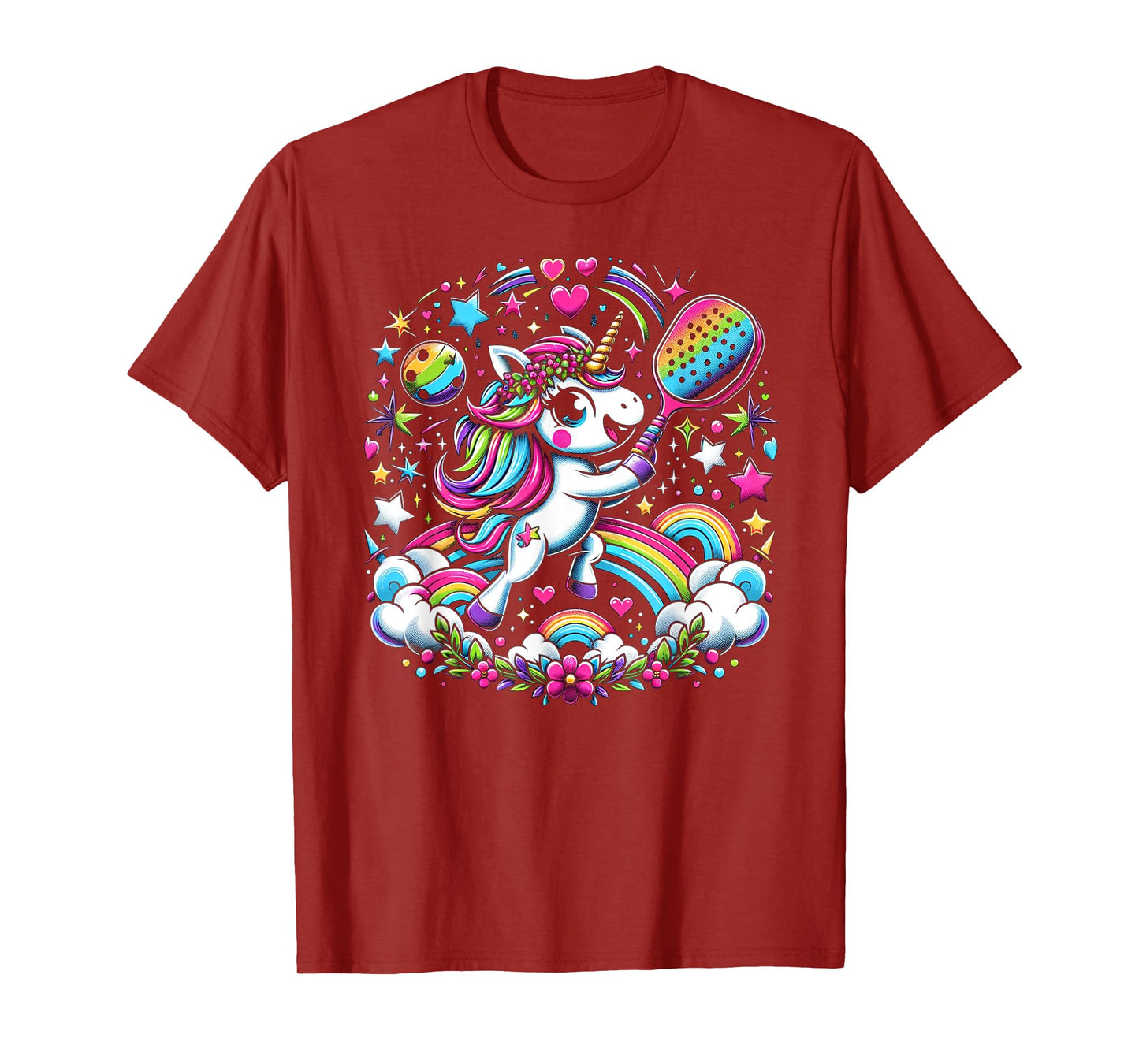 Magical Pickleball Unicorn Rainbow Girls Fancy T-Shirt