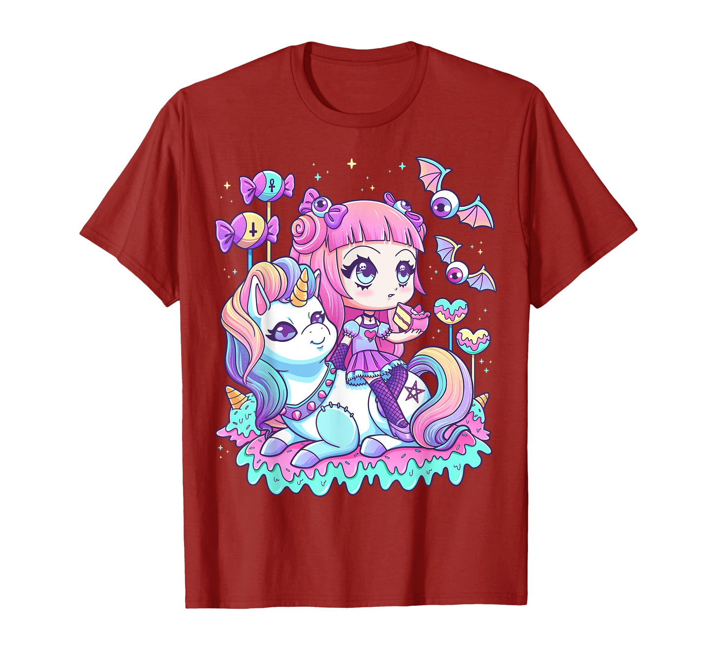 Pastel Goth Cute Creepy Girl Unicorn Kawaii Menhera Witchy T-Shirt