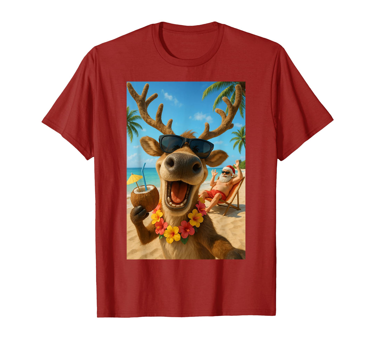 Christmas in July – Reindeer Selfie Santa Boys Kids Funny T-Shirt