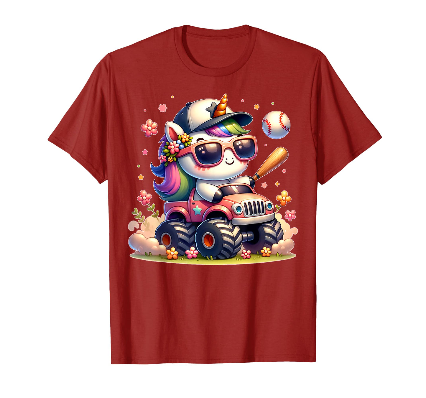 Cute Unicorn Softball Baseball T-ball Shirt for Girl Toddler T-Shirt